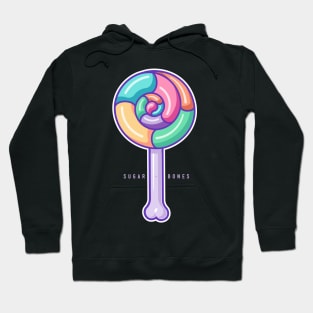 Rainbow Swirl Round Lollipop on dark Hoodie